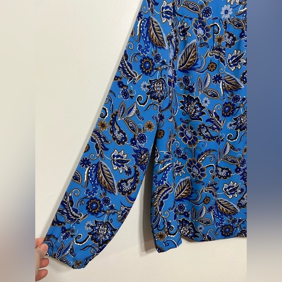 J Jill Wearever Collection Paisley Long Sleeve Blouse - Picture 4 of 10